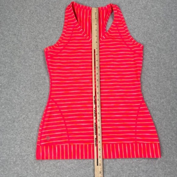 Athleta Womens Tank Top Size XS Lightweight Racerback Orange Striped Space Dye - Picture 8 of 9